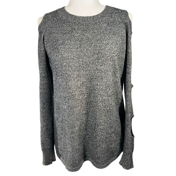 Aqua Women's Gray Cashmere Medium Twist Circle Arm Cutout Cashmere Sweater - Picture 2 of 12